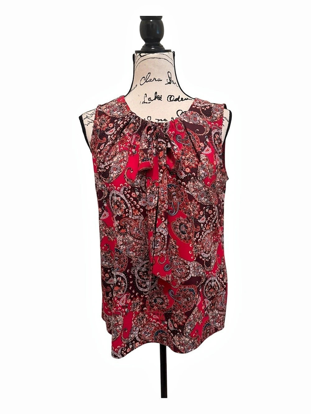 Tommy Hilfiger Paisley Blouse in Orange Paisley Design Size Medium